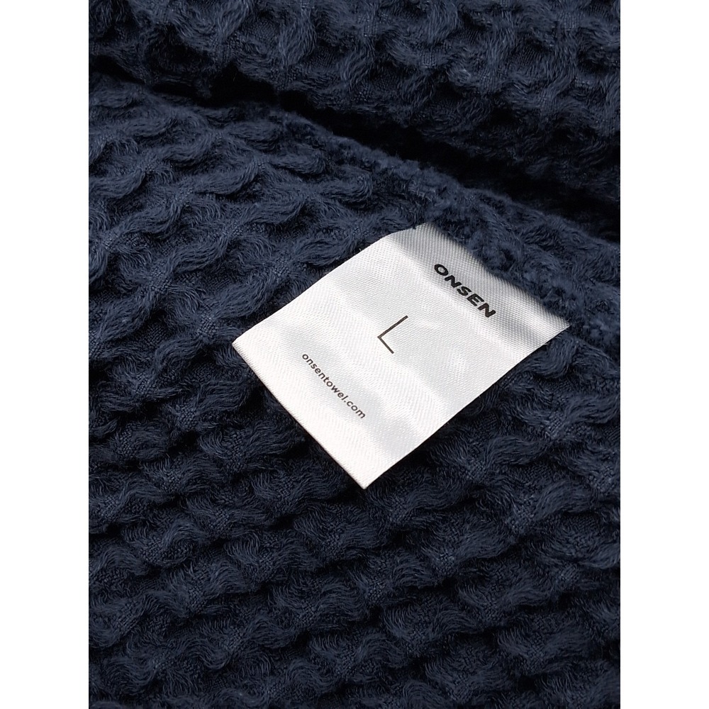 Onsen Huckberry Supima Waffle Bath Robe Twilight Blue - Size Large New - Picture 4 of 5